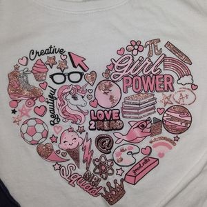 White Graphic Pink Glitter Heart Longsleeve